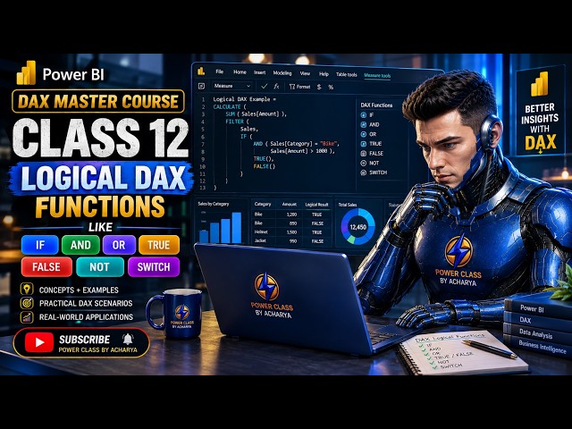 DAX Master Course Class 12 | Logical DAX Functions | IF, AND, OR, TRUE, FALSE, NOT & SWITCH