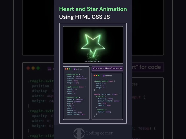 Star and Heart Animation using HTML CSS JavaScript #coding #bca #programming #viral #shorts