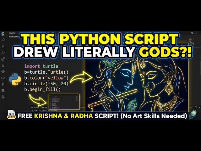 I Drew LITERALLY GODS With Python?! 🦚 (Radha Krishna Turtle Art)