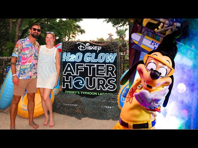 Best Disney Water Park At Night!! Typhoon Lagoon H2O Glow After Hours Party! Slides, Food & More!