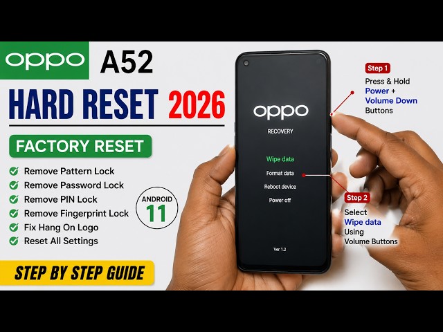 How to Oppo A52 Hard Reset | Remove Screen Lock/ Pattern/ PIN Password/ Unlock | Without Pc 100% Ok