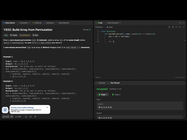 Build Array from Permutation(1920) | LeetCode | Problem Solving | Python