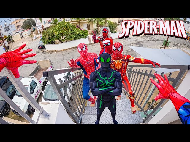 6 SPIDER MAN BROS NEIGHBORS MEET ONE RED SPIDER MAN IN CYPRUS (Funny parkour pov )