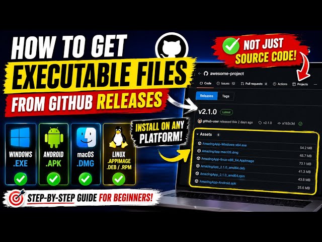 How to Download EXE, APK, DMG & Linux Apps from GitHub Releases | Complete Beginner Guide