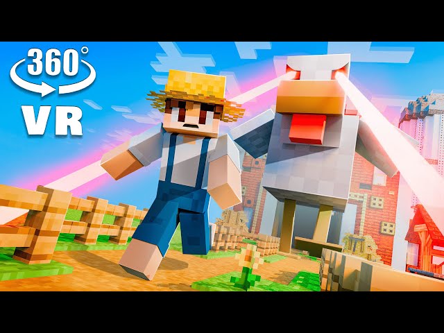 VR 360° GIANT CHICKEN AT THE FARM (Minecraft Animation)
