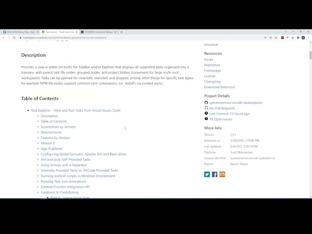 Task Explorer- VSCode Hint Tip and Trick of the Week - 2/8/22 - Episode 134