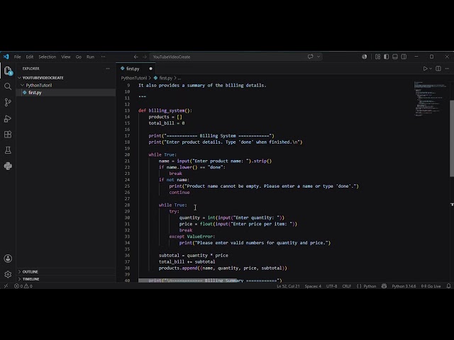 🔥 Python Billing Mini Project | Tutorial | Step-by-Step Guide