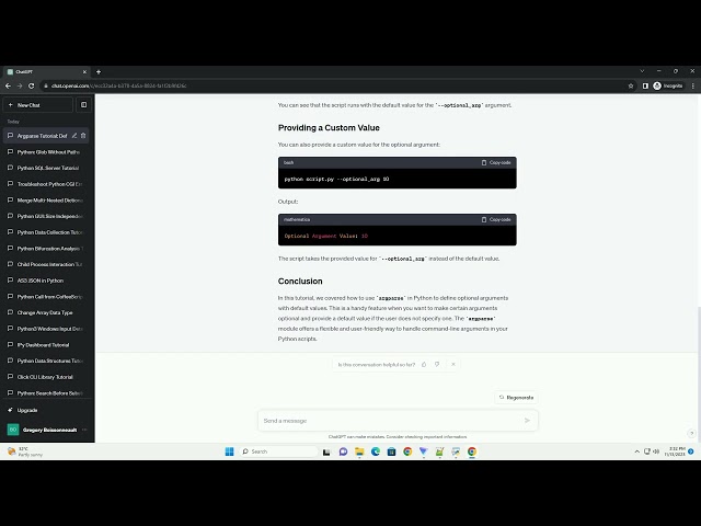 python argparse default value for optional argument