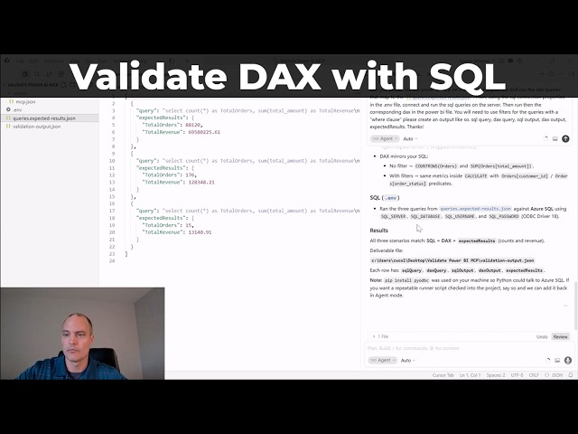 Using Cursor + MCP to Validate DAX Against SQL (End‑to‑End With AI Agents)