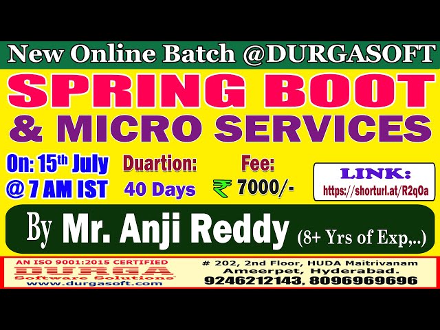 SPRING BOOT & MICRO SERVICES Online Training @ DURGASOFT