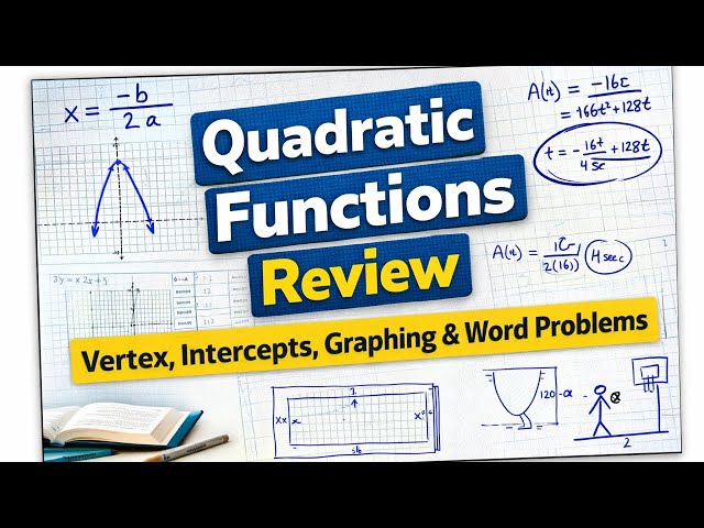 Quadratic Functions Review | Vertex, Intercepts, Graphing & Fancy Word Problems