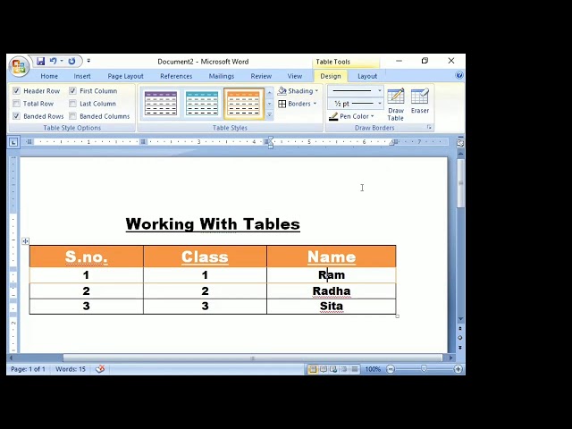 Class 5 Computer Chapter 4 Working With Tables In MS Word 2007 full Explanation