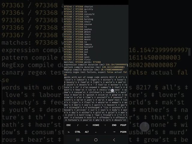 Compiling a 183KB Regex Pattern to Match All Words in Shakespeare - JavaScript Adaptive Radix Tree