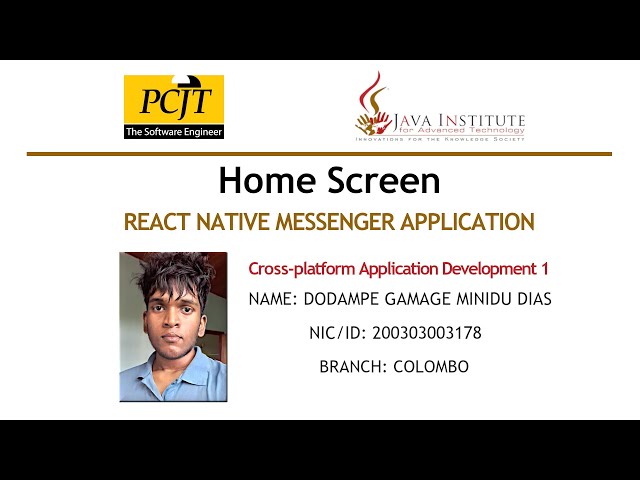 Home Screen - React Native Messenger Application - Cross-platform Application Development 1