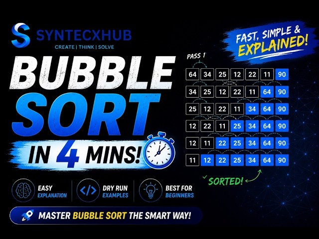 Bubble Sort Tutorial for Beginners | Easy Step-by-Step Dry Run (4 Minutes)