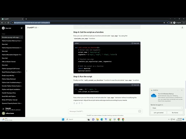 python simulate sys argv when calling script as function without modifying it