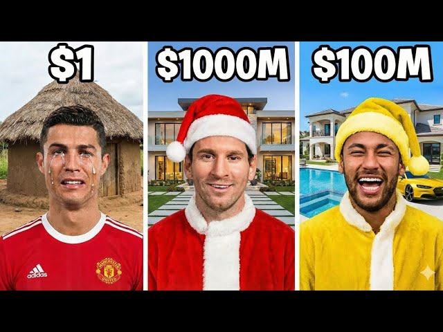 Messi Neymar Mbappe Help Poor Ronaldo At Christmas Party & Gift Him New House🏠🎁#christmas#cr7#soccer