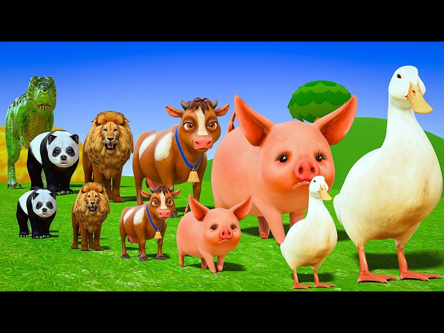 Long Slide Game with Colourful Duck Cow Tiger Gorilla Dog Elephant 3d Animal Game Funny 3d Animals