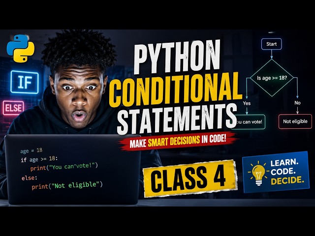 Python Conditional Statements Tutorial for Beginners | if, elif & else Explained | Class 4