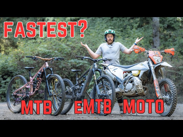 ¿Qué es lo más rápido? ¡MTB vs Moto vs eMTB!