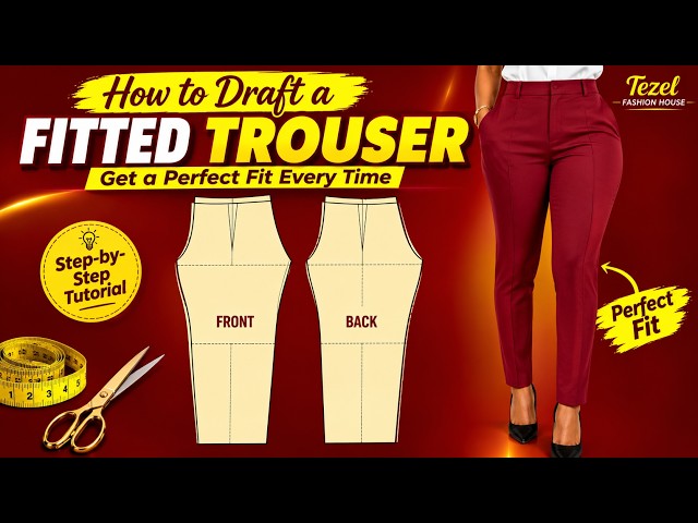 Perfect-fit trousers start with the right pattern ✂️✨Draft yours step by step! #TrouserPattern
