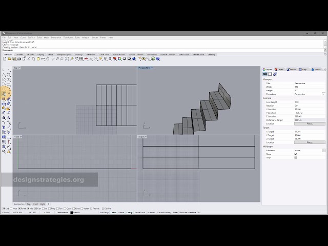Explizit modeling with absolute and relative coordinates in Rhino 6 using the examples of staircases