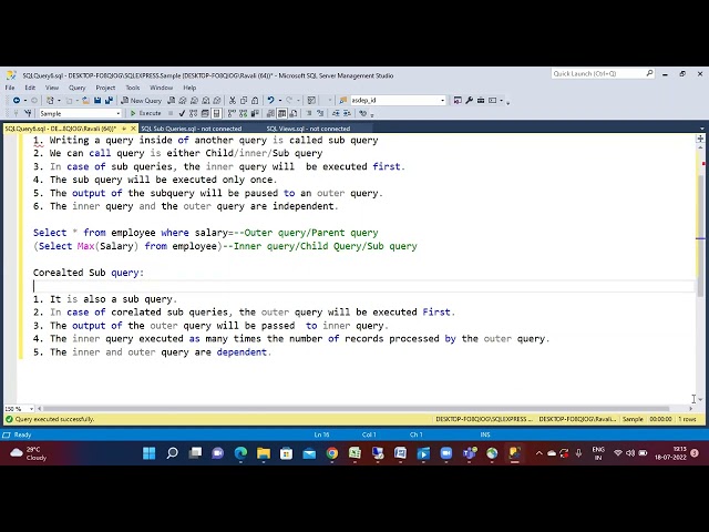 Day19   SQL Corelated Sub queries and Analytical Functions 18 07 2022