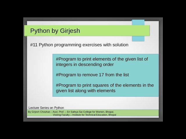 Q.44 to Q.46 Python - Solved Practice Exercises - for loop in lists