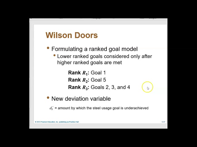 Goal Programming (Ranked Approach)