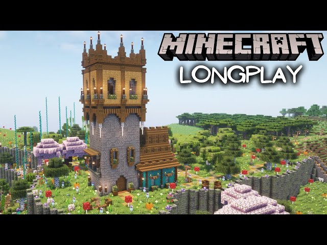 Minecraft Relaxing Longplay - Building a Mountain Tower Home (No Commentary)