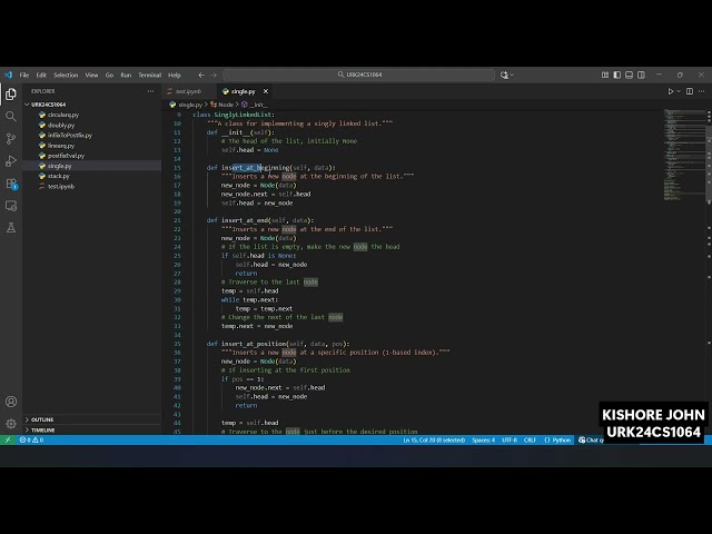 DSA : Implementation Of Singly Linked List in Python