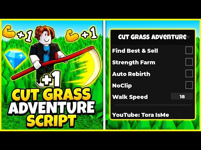 ⚡FAST | Roblox +1 Cut Grass Adventure 🌱 SCRIPT! - Grab Best - MORE!