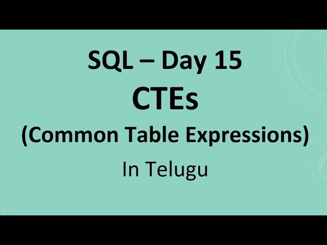 SQL Day 15: CTEs - Common Table Expressions