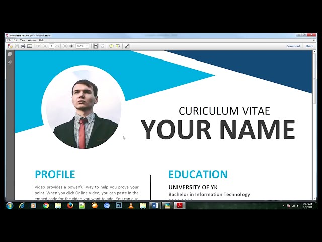 Curriculum vitae video tutorial in Microsoft Word