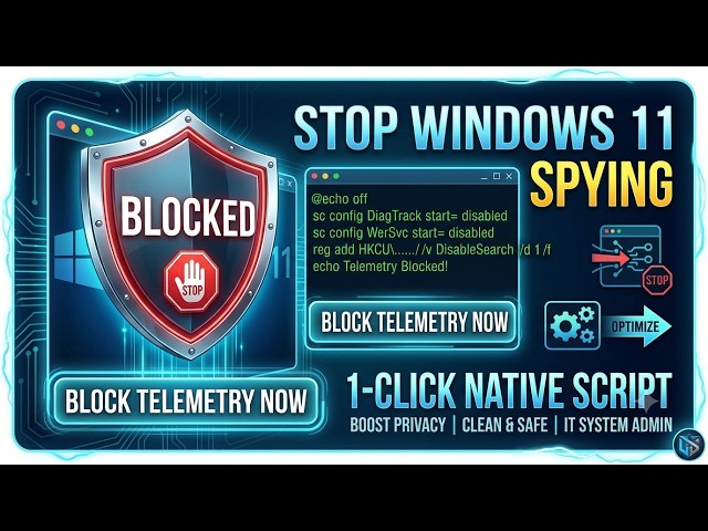 Stop Windows 11 Spying & Background Telemetry (Native 1-Click CMD Script)