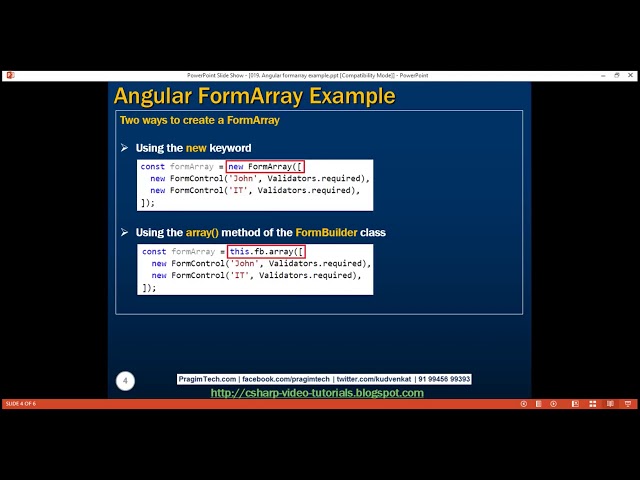 Angular formarray example