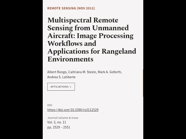 Multispectral Remote Sensing from Unmanned Aircraft: Image Processing Workflows and A... | RTCL.TV