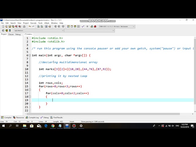 Multidimensional Array - C Programming Tutorial