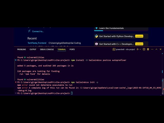 How to Solve Tailwind Installation Error || npx tailwindcss init -p npm error.