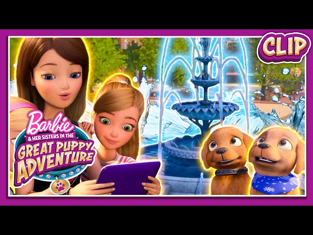 The Fountain's Secret! | Barbie & Her Sisters: The Great Puppy Adventure | Clip