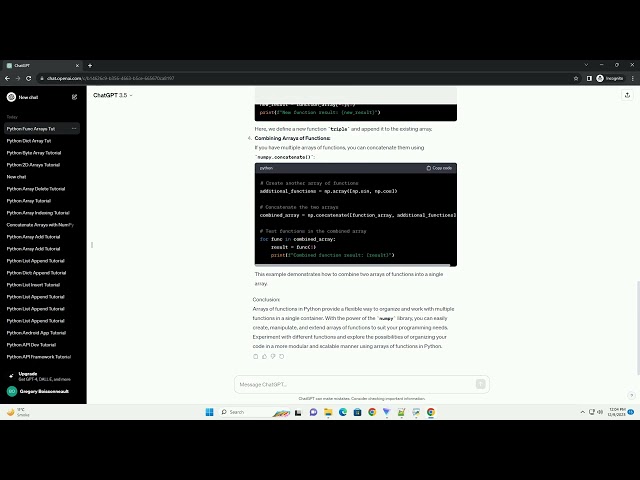 python array of functions