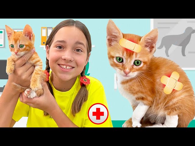 Sofia saves Kitten and goes to the vet