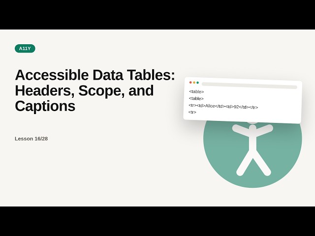 Web Accessibility (a11y) Deep Dive Series: Accessible Data Tables: Headers, Scope, and Captions