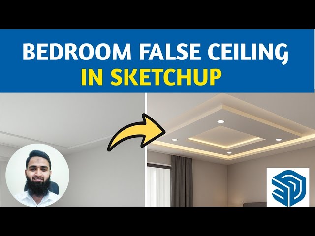 Bedroom False Ceiling Design in SketchUp | How to create false ceiling Lighting layouts in sketchup