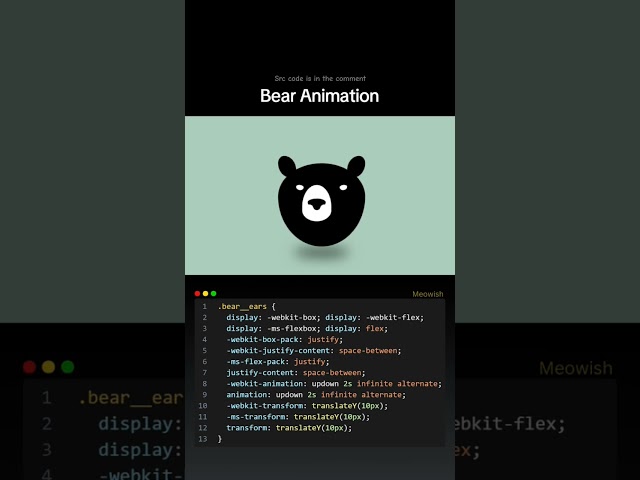 Cute Bear #programming #coding #bear #animation #htmlcss #javascript #code #foryou