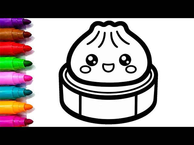 Cute Squishy Dumpling Drawing, Painting and Coloring for Kids & Toddlers | Learn Colors 🎨🌈