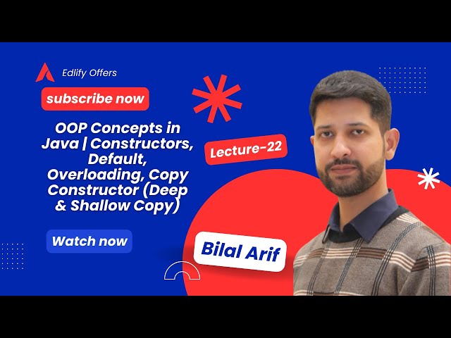 🎓 Lecture 22: OOP Concepts in Java | Constructors, Default, Overloading, Copy Constructor