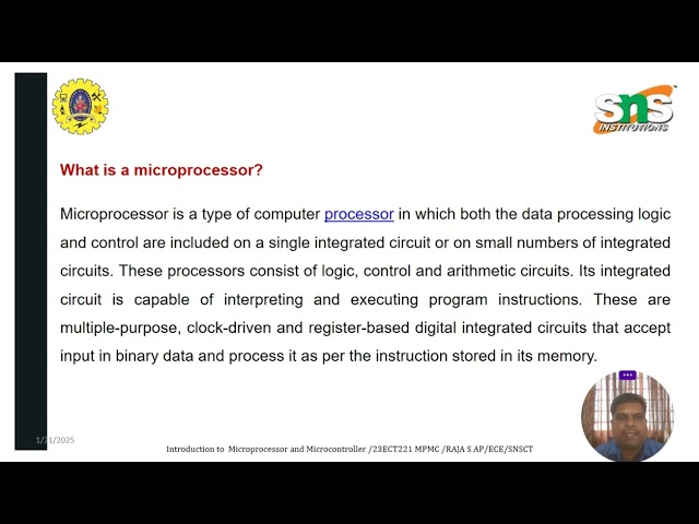 Introduction to Microprocessor | Microprocessor and Microcontroller | SNS Institutions