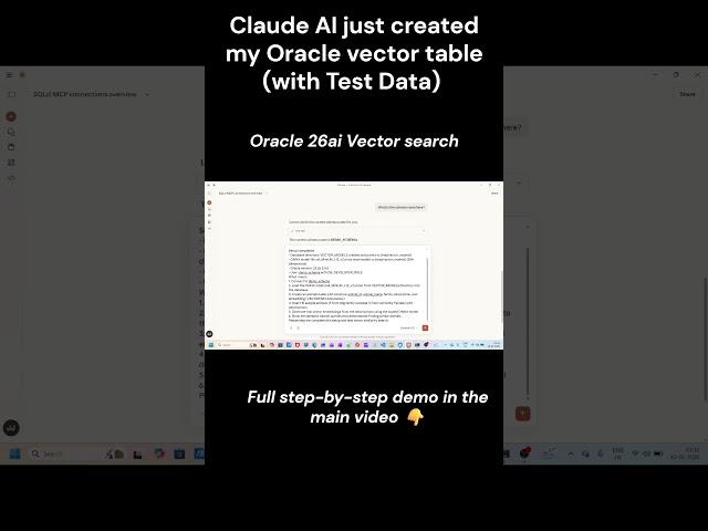Claude AI Creating Vector Tables in Oracle 26ai Database 🚀  #oracle26ai #oracledatabasetutorial