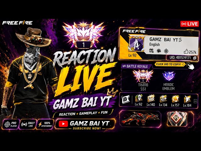 😱 Free Fire Reaction LIVE 🔥 Pro Gameplay + 1VS1 Battles 💥 Bangla